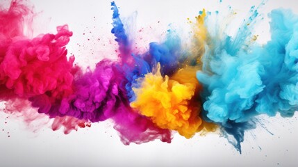 colorful powder explosion against white - stock concepts