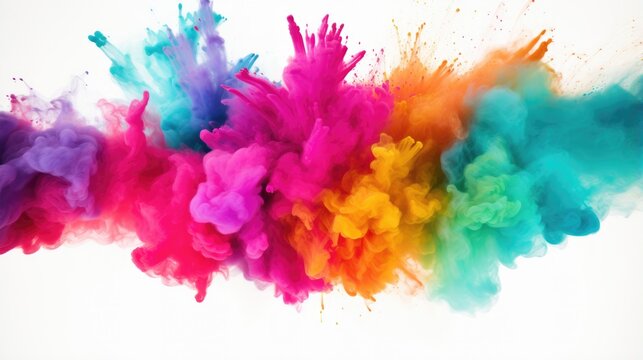 colorful powder explosion against white - stock concepts © 4kclips