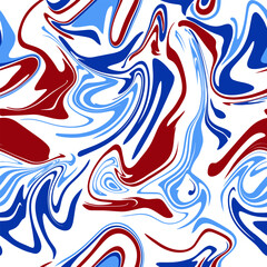 Vector seamless pattern of abstract fluid psychedelic stripes and lines red and blue colors