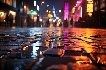 texture of a street after it rained at night