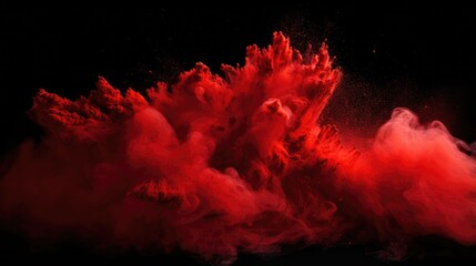 red powder explosion against black - stock concepts - obrazy, fototapety, plakaty