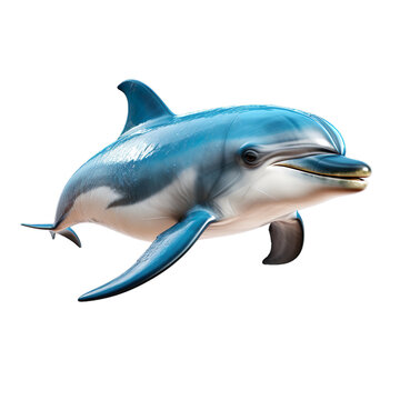 Hyper Realistic 3d render Dolphin isolated on transparent background.