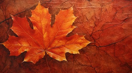 Naklejka na ściany i meble an orange maple leaf on a brown background with a faded effect. generative ai