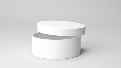 White round opened box 3d mockup on the white background.