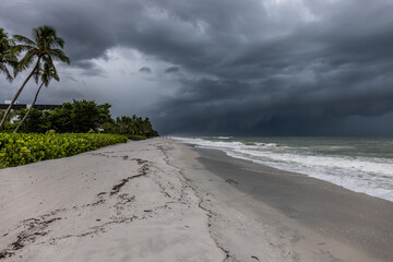 Hurricane Idalia from Naples Beach Florida Thunderstorm Black Clouds