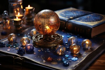 consultation of an astrologer reading the future in the stars