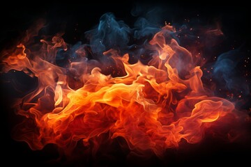 realistic fire on a black background isolated
