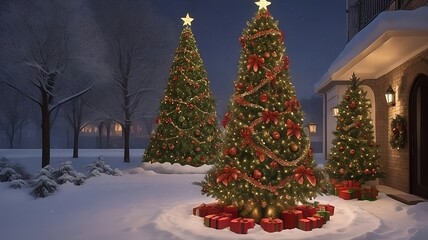 Illuminate the holiday spirit with an image of a Christmas tree, Created With Generative Ai Technology  