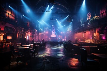 nightclub interior with neon lights