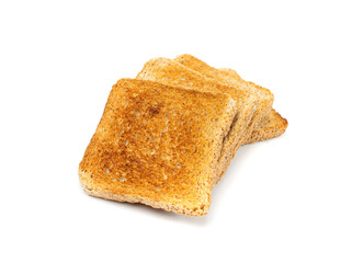 Bread Toasts Isolated, Toasted Sandwich Square Slices, Loaf Pieces for Toast on White Background