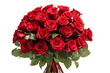 Bouquet of Red Roses Isolated on Transparent Background Generative AI