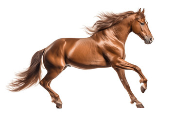 Obraz na płótnie Canvas Brown Horse Running Isolated on Transparent Background Generative AI