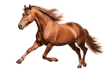 Brown Horse Running Isolated on Transparent Background Generative AI