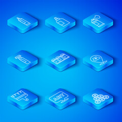 Set line Paint brush, spray can, Speech bubble with text art, Marker pen, and icon. Vector