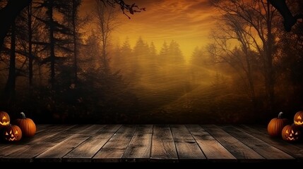  Jack O' Lanterns Glowing In Fantasy Night. Halloween Background