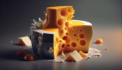 cheese on a plate. Generative in ai