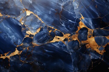 Abstract Blue Marble Texture with Gold Veins