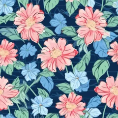 Tuinposter Seamless Pattern With Floral Motifs able © Eshaal