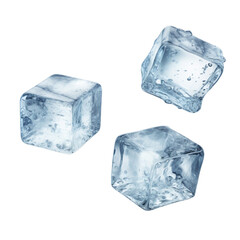 Ice cubes isolated on transparent background PNG