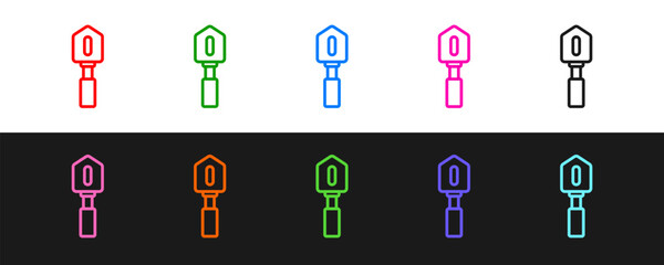 Set line Shovel icon isolated on black and white background. Gardening tool. Tool for horticulture, agriculture, farming. Vector