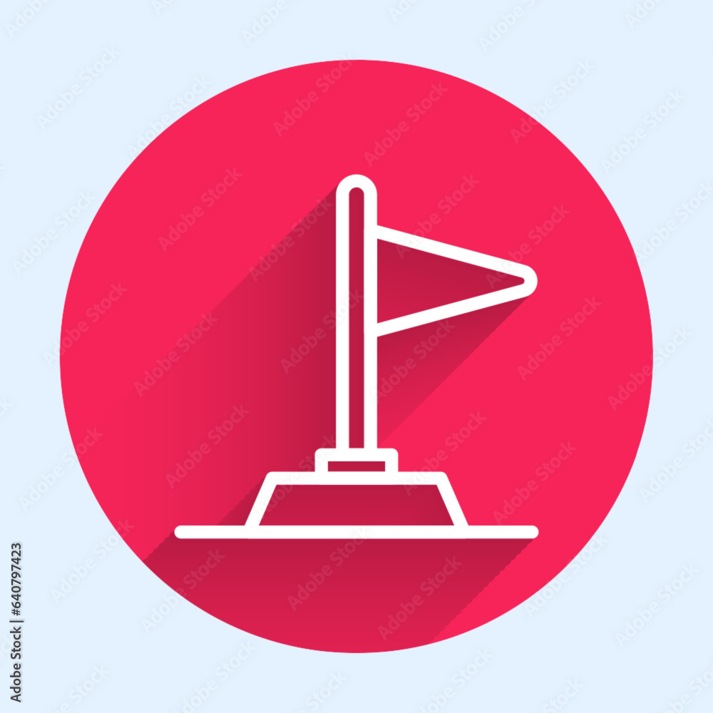 Aufkleber white line flag icon isolated with long shadow. victory, winning and conquer adversity concept. red 