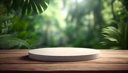 empty brown wooden table with a blurred background. Generative in ai