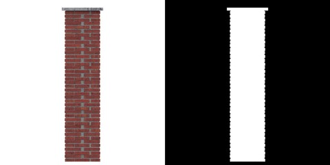 3D rendering illustration of a brick pillar