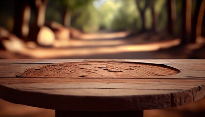 empty brown wooden table with a blurred background. Generative in ai