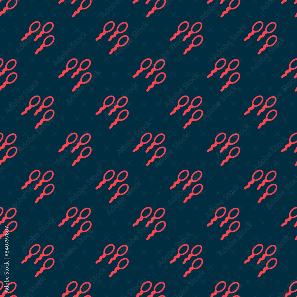 Poster red line sperm icon isolated seamless pattern on black background. vector