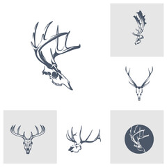 Set of Head Deer bone vector illustration design. Head Deer logo design Template.