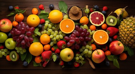 delicious colored fruits on colored background, wallpaper of fruits, sliced fruits on abstract background, fruits background
