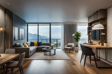 modern living room with fireplace