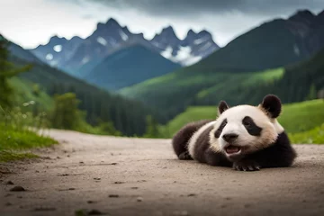 Foto op Plexiglas panda in the mountains © Aansa