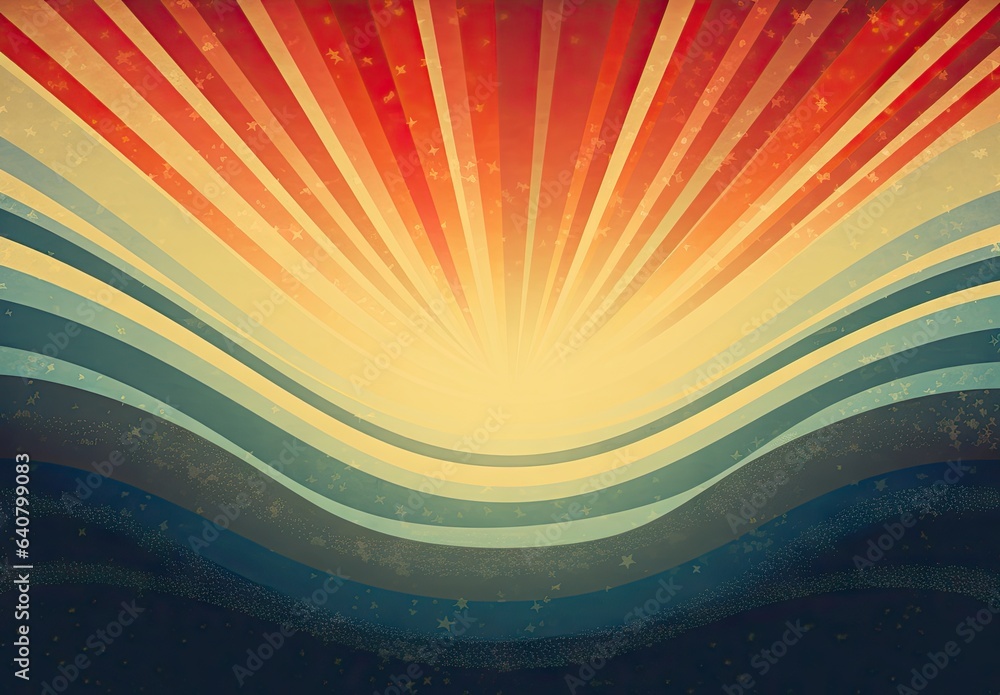 Poster a retro abstract wavy pattern with abstract burst light stripes generative ai