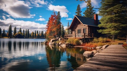 Fototapeta premium A cabin at a lake