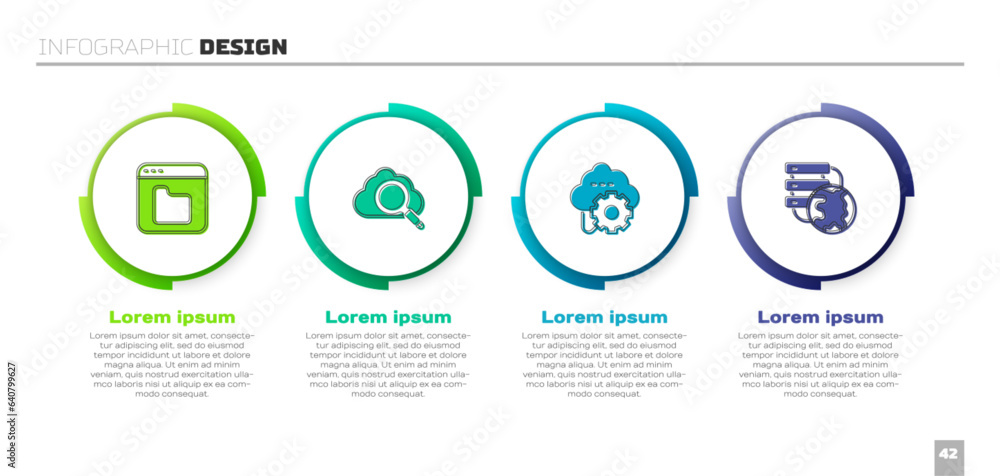 Poster set browser files, search cloud computing, cloud technology data transfer and network connection. bu