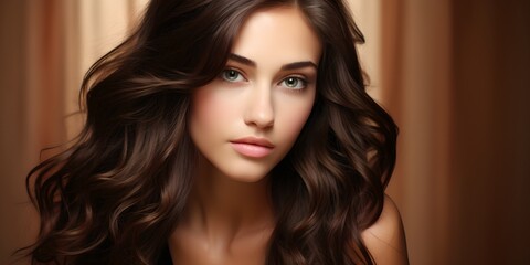 Fototapeta premium A young woman with beautiful hair, generative AI