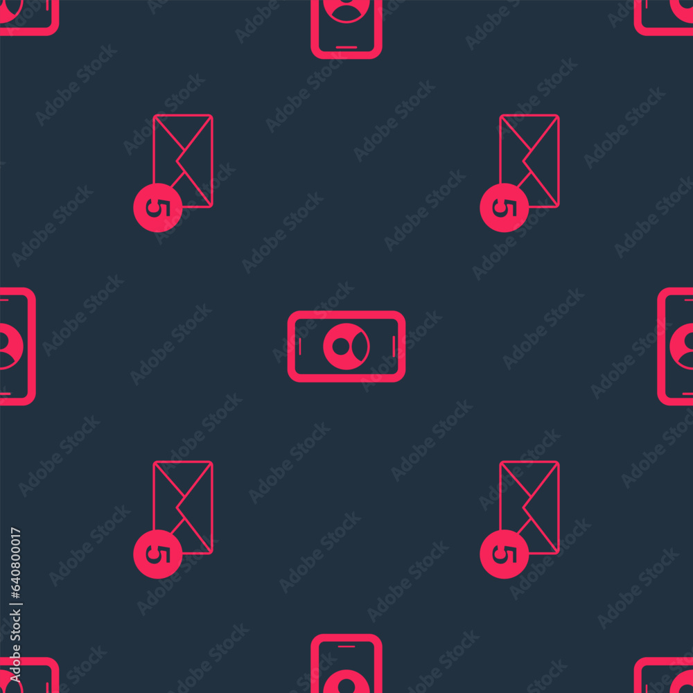 Poster set new, email incoming message and telephone 24 hours support on seamless pattern. vector