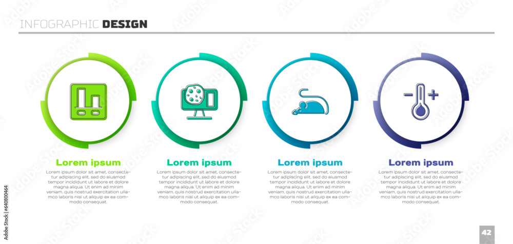 Poster set graph chart infographic, genetic engineering, experimental mouse and thermometer. business infog