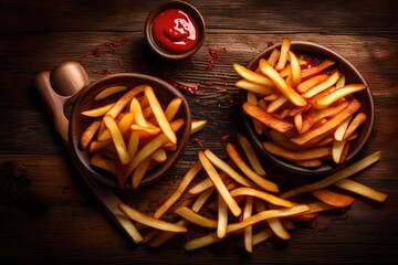 French fries with ketchup