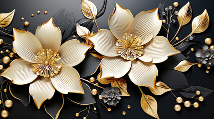 3d flowers, pattern ornament, vintage