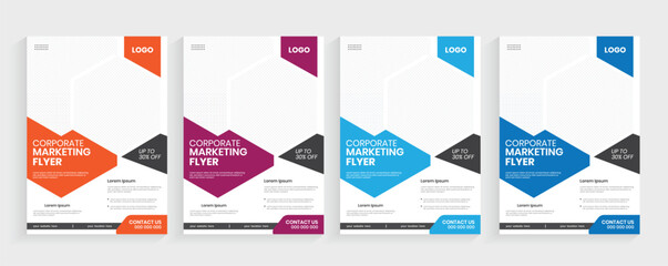 Corporate business promotional a4 flier design, real estate business geometric graphic leaflet, minimal vector case study publication booklet layout