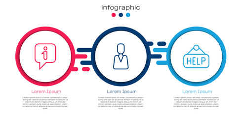 Set line Information, Employee and Signboard with text Help. Business infographic template. Vector