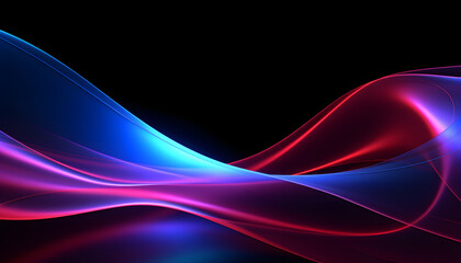 Naklejka premium Vivid abstract art with blue and red waves against a black background, showcasing dynamic contrast and fluidity
