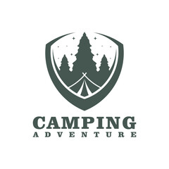 Camping logo design Template. Camping Adventure logo vector illustration.