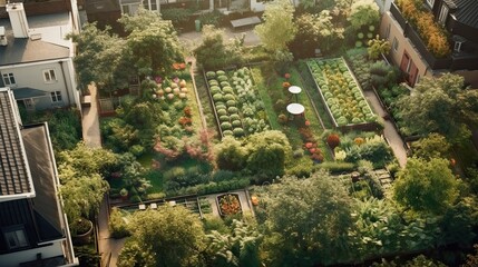 Well Lit Communal Garden, Generative AI Illustration