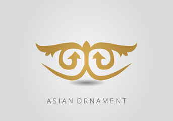 Vintage ornate linear ornaments in Kazakh traditional style. Asian floral designs. Abstract Asian elements of the national pattern of the ancient nomads of the Kyrgyz, Mongols, Kazakhs, Tatars.