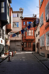 the typical and picturesque Balat district of Istanbul with its colorful houses