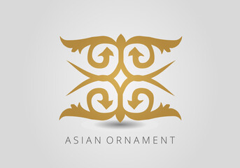 Vintage ornate linear ornaments in Kazakh traditional style. Asian floral designs. Abstract Asian elements of the national pattern of the ancient nomads of the Kyrgyz, Mongols, Kazakhs, Tatars.