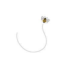 the bees are flying on the route. bee cartoon
